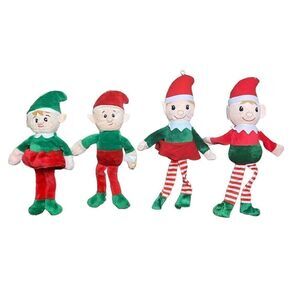 Lot 4 Christmas Elf Plush Toys 2 Boys and 2 Girls Bundle dolls Elves